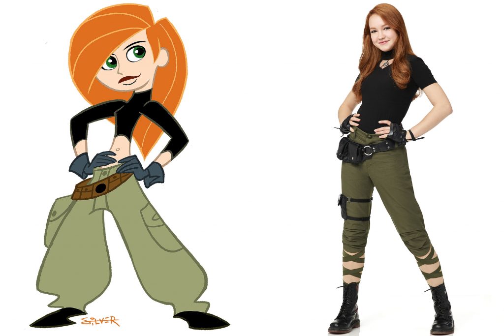 Personagem da Disney Kim Possible na versão desenho e live-action